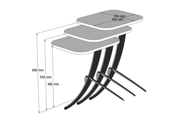 Erykah Settbord 45 cm - Hvit / Svart - Møbler - Bord - Sofabord