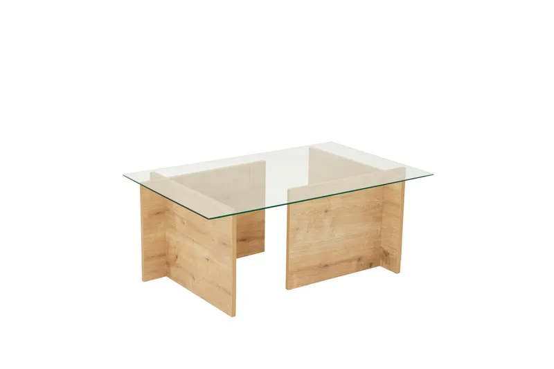 Escape 65 cm Rektangulært Salongbord i Glass med Understell i Tre - Klar - Møbler - Bord - Sofabord