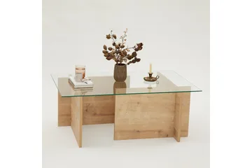Escape 65 cm Rektangulært Salongbord i Glass med Understell i Tre - Klar - Møbler - Bord - Sofabord