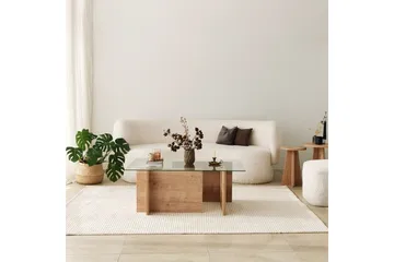 Escape 65 cm Rektangulært Salongbord i Glass med Understell i Tre - Klar - Møbler - Bord - Sofabord