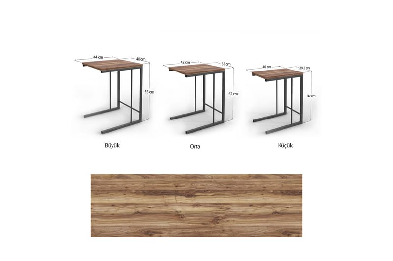 Essexa Settbord 44x55x44 cm - Svart - Møbler - Bord - Sofabord