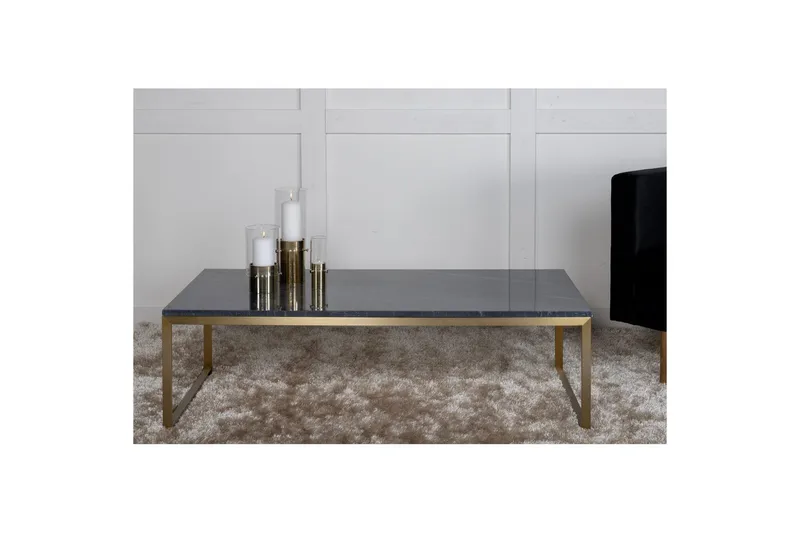 Sofabord Estelle Rektangulær 60x120 cm Marmor Grå / Messing - Grå / Messing - Møbler - Bord - Sofabord