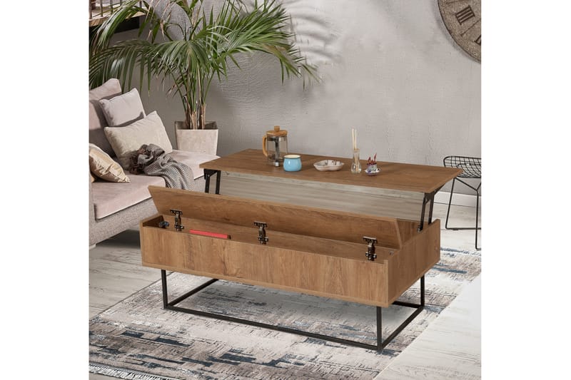 Estremoz Sofabord 120 cm med Oppbevaring Rum - Mørkebrun/Svart - Møbler - Bord - Sofabord