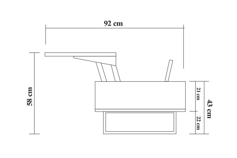 Estremoz Sofabord 120 cm med Oppbevaring Rum - Mørkebrun/Svart - Sofabord