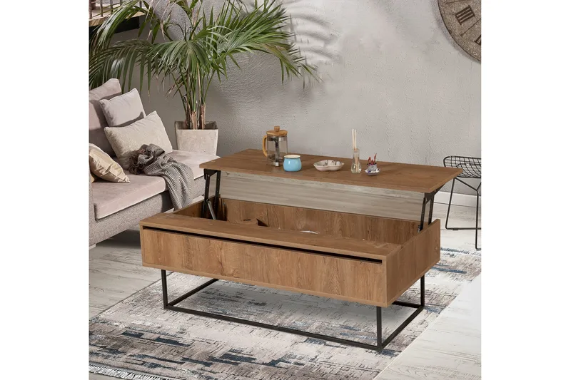 Estremoz Sofabord 120 cm med Oppbevaring Rum - Mørkebrun/Svart - Møbler - Bord - Sofabord