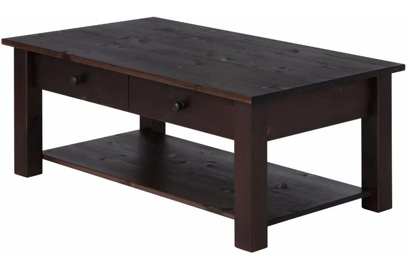 Evonne Sofabord 100 cm med Oppbevaring 2 Skuffer + Hylle - Svart - Møbler - Bord - Sofabord