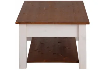 Evonne Sofabord 100 cm med Oppbevaring 2 Skuffer + Hylle - Hvit/Brun - Møbler - Bord - Sofabord