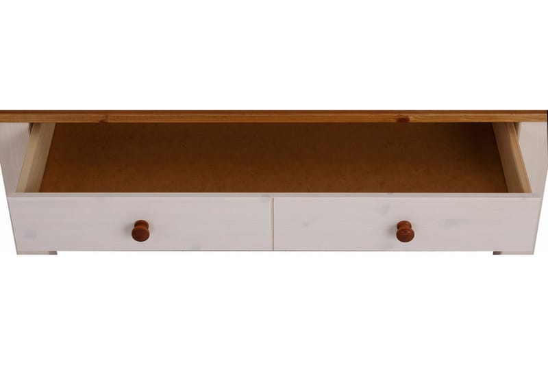Evonne Sofabord 100 cm med Oppbevaring 2 Skuffer + Hylle - Hvit/Brun - Møbler - Bord - Sofabord