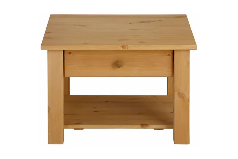 Evonne Sofabord 60 cm med Oppbevaringsskuff + Hylle, Brun