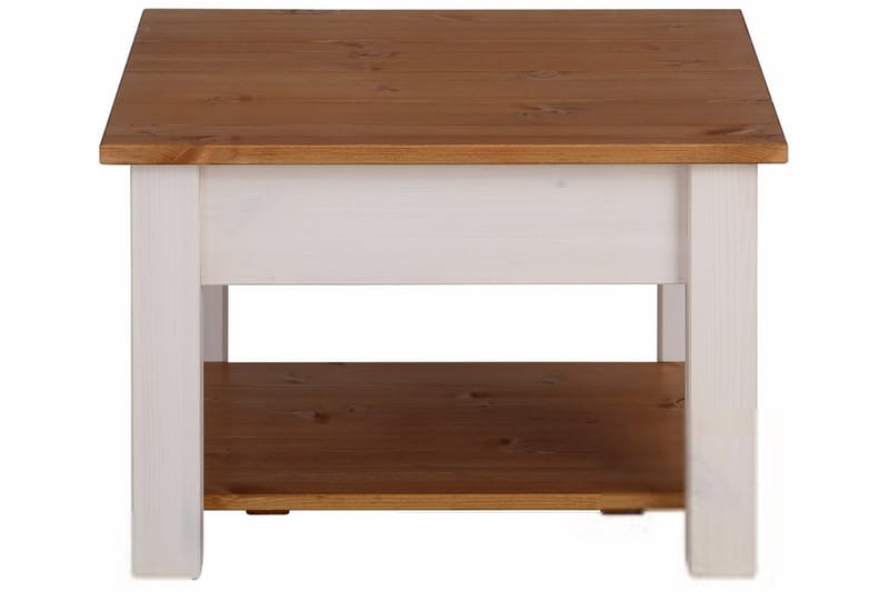 Evonne Sofabord 60 cm med Oppbevaringsskuff + Hylle - Hvit/Brun - Møbler - Bord - Sofabord