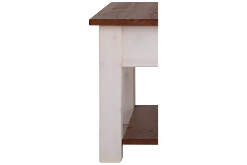Evonne Sofabord 60 cm med Oppbevaringsskuff + Hylle - Hvit/Brun - Sofabord