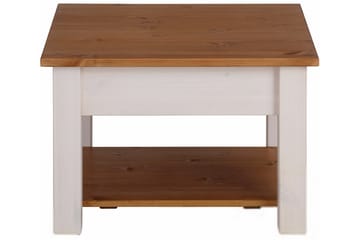 Evonne Sofabord 60 cm med Oppbevaringsskuff + Hylle - Hvit/Brun - Møbler - Bord - Sofabord