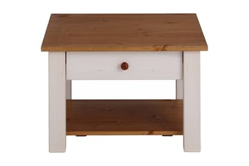 Evonne Sofabord 60 cm med Oppbevaringsskuff + Hylle - Hvit/Brun - Møbler - Bord - Sofabord