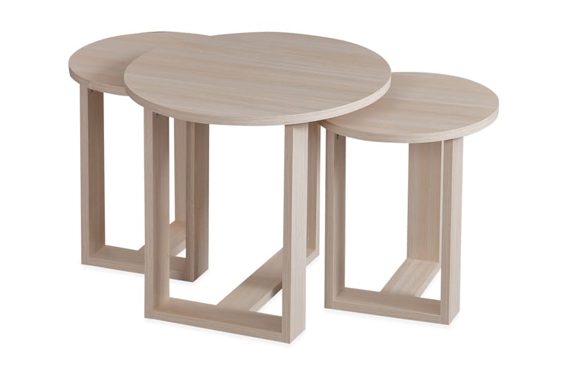 Falan Settbord 52 cm Rundt 3 Bord - Beige - Møbler - Bord - Sofabord
