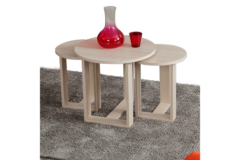 Falan Settbord 52 cm Rundt 3 Bord - Beige - Møbler - Bord - Sofabord