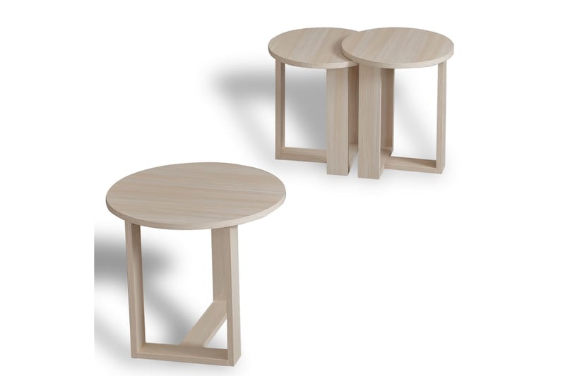 Falan Settbord 52 cm Rundt 3 Bord - Beige - Møbler - Bord - Sofabord