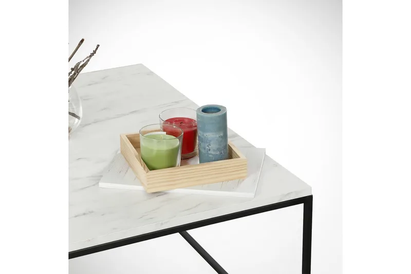 Falan Sofabord 75 cm Marmormønster - Hvit/Svart - Møbler - Bord - Sofabord