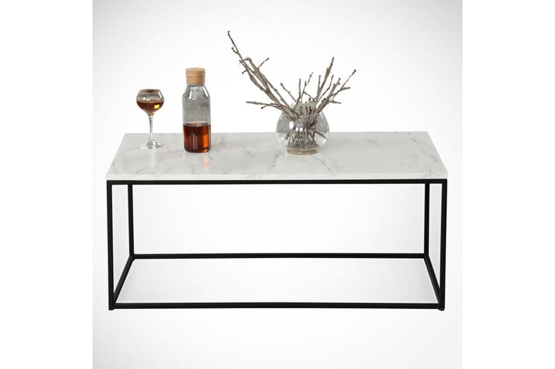 Falan Sofabord 95 cm Marmormønster - Hvit/Svart/Grå - Møbler - Bord - Sofabord