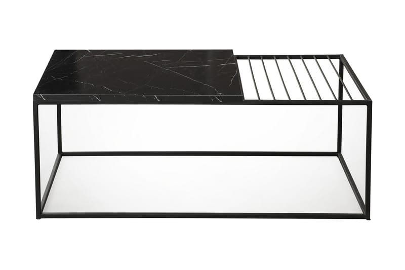 Falan Sofabord 95 cm Marmormønster Ribbor - Svart - Møbler - Bord - Sofabord