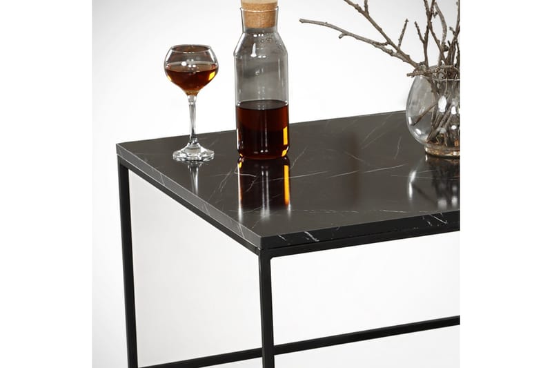 Falan Sofabord 95 cm Marmormønster Ribbor - Svart - Møbler - Bord - Sofabord