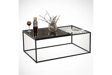 Falan Sofabord 95 cm Marmormønster Ribbor - Svart - Møbler - Bord - Sofabord