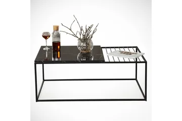 Falan Sofabord 95 cm Marmormønster Ribbor - Svart - Møbler - Bord - Sofabord
