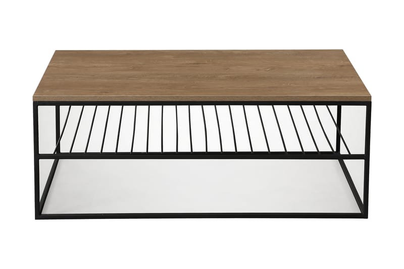 Falan Sofabord 95 cm med Hyller Ribber - Brun/Eik - Møbler - Bord - Sofabord