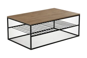 Falan Sofabord 95 cm med Hyller Ribber - Brun/Eik - Møbler - Bord - Sofabord