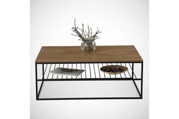 Falan Sofabord 95 cm med Hyller Ribber - Brun/Eik - Møbler - Bord - Sofabord