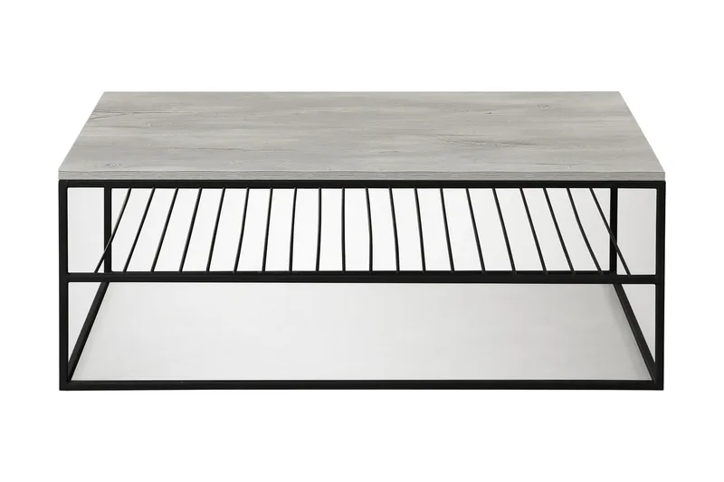 Falan Sofabord 95 cm med Hyller Ribber - Grå/Hvit - Møbler - Bord - Sofabord