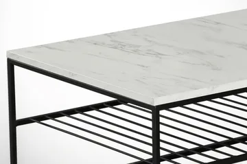 Falan Sofabord 95 cm med Oppbevaring Hylle Marmormønster Rib - Hvit/Svart - Møbler - Bord - Sofabord