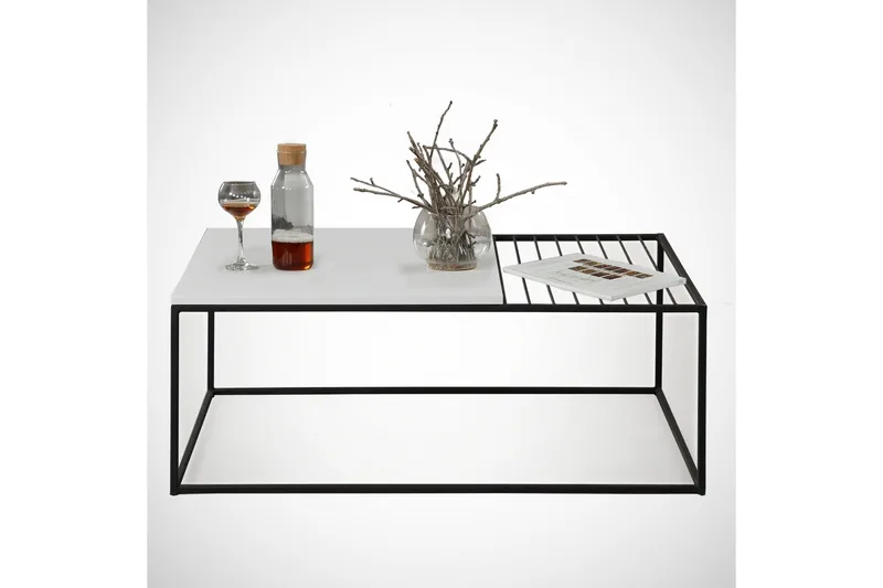 Falan Sofabord 95 cm Ribbor - Hvit/Svart - Møbler - Bord - Sofabord