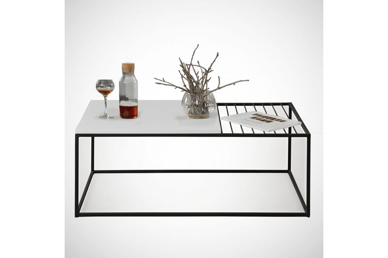 Falan Sofabord 95 cm Ribbor - Hvit/Svart - Møbler - Bord - Sofabord