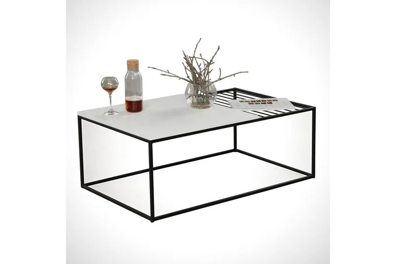 Falan Sofabord 95 cm Ribbor - Hvit/Svart - Møbler - Bord - Sofabord