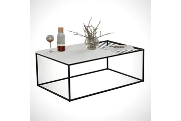 Falan Sofabord 95 cm Ribbor - Hvit/Svart - Møbler - Bord - Sofabord