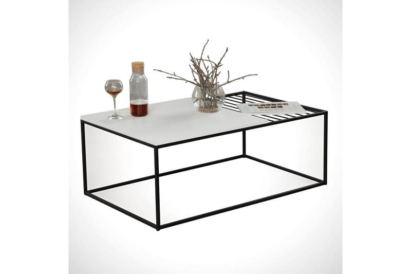 Falan Sofabord 95 cm Ribbor - Hvit/Svart - Møbler - Bord - Sofabord