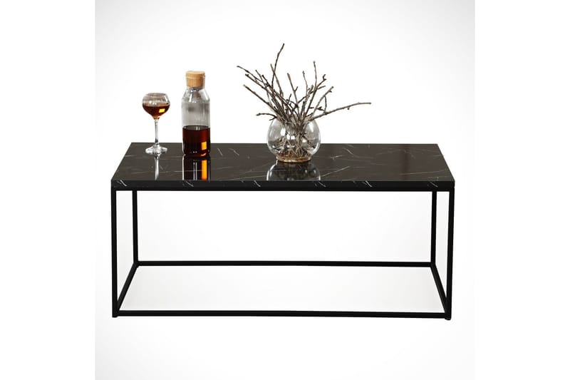 Falan Sofabord 95 X 55 cm Marmormønster - Svart - Møbler - Bord - Sofabord
