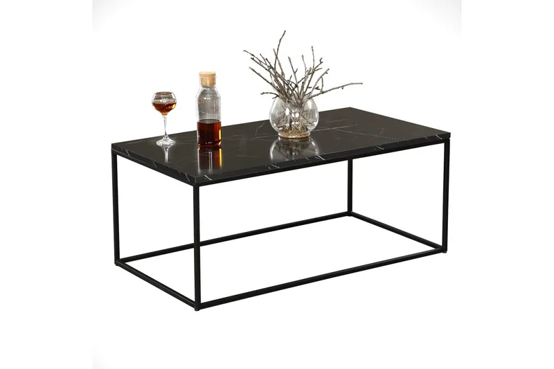 Falan Sofabord 95 X 55 cm Marmormønster - Svart - Møbler - Bord - Sofabord