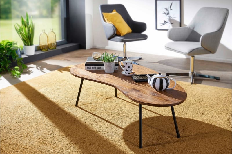 Fanks Sofabord 122 cm Njurformat - Massivt Tre/Svart - Møbler - Bord - Sofabord