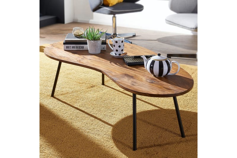Fanks Sofabord 122 cm Njurformat - Massivt Tre/Svart - Møbler - Bord - Sofabord