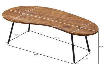 Fanks Sofabord 122 cm Nyreformet - Massivt Tre/Svart - Møbler - Bord - Sofabord