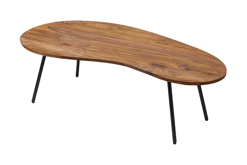 Fanks Sofabord 122 cm Nyreformet, Massivt Tre/Svart