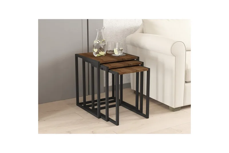 Fayen Settbord 34 cm - Sort/Valnøtt - Møbler - Bord - Sofabord - Kistebord