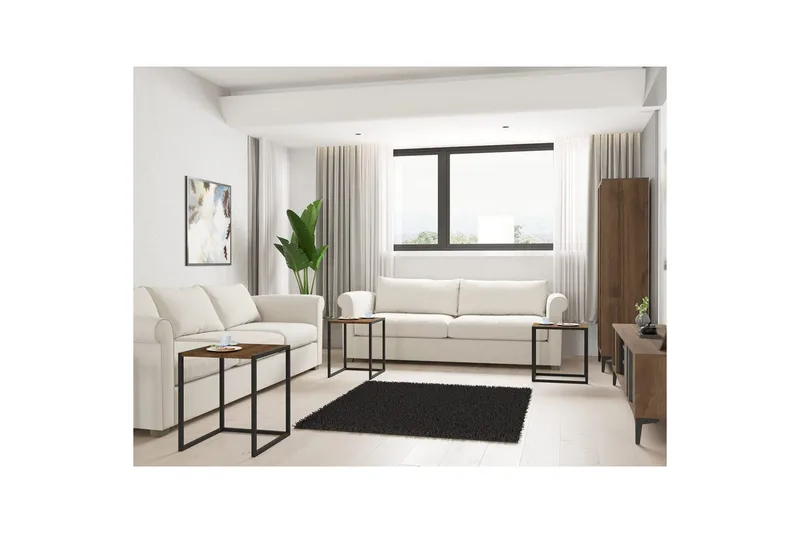 Fayen Settbord 34 cm - Sort/Valnøtt - Møbler - Bord - Sofabord - Kistebord