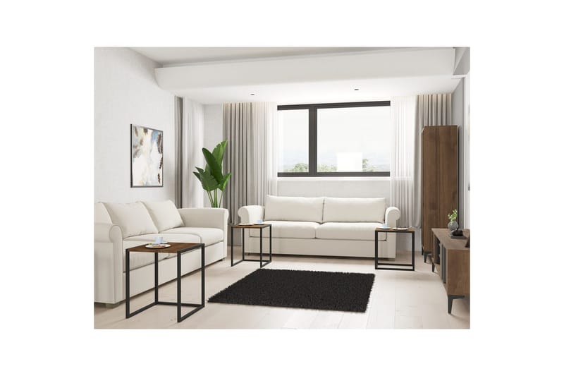 Fayen Settbord 34 cm - Sort/Valnøtt - Møbler - Bord - Sofabord - Kistebord