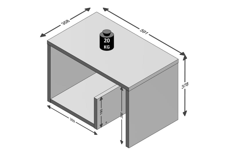 FMD Salongbord 2-i-1 59,1x35,8x37,8 cm hvit - Sofabord