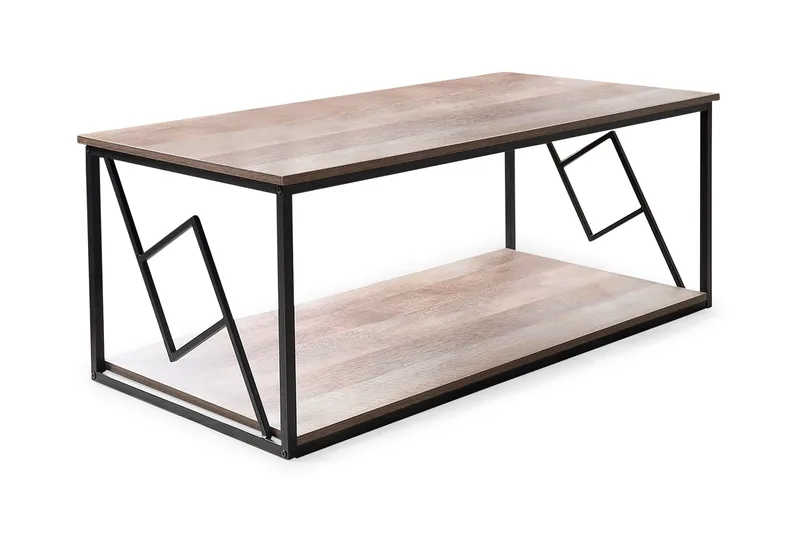 Forresa Sofabord 120 cm med Oppbevaringshylle - Mørkebrun/Svart - Møbler - Bord - Sofabord