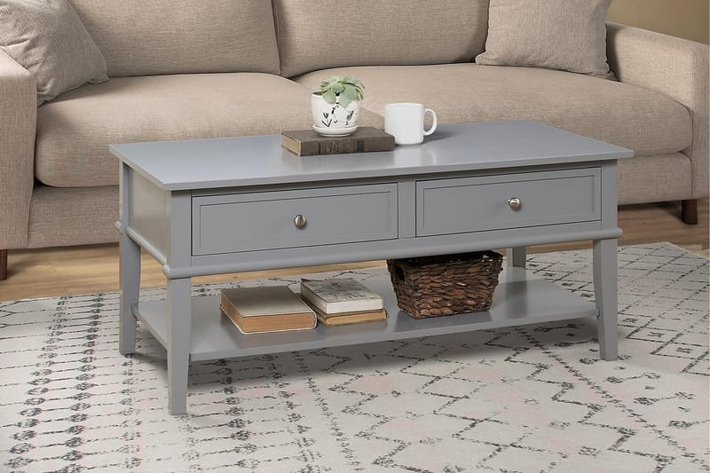 Franklin Sofabord 105 cm med Oppbevaringshylle + 2 Skuffer G - Dorel Home - Møbler - Bord - Sofabord