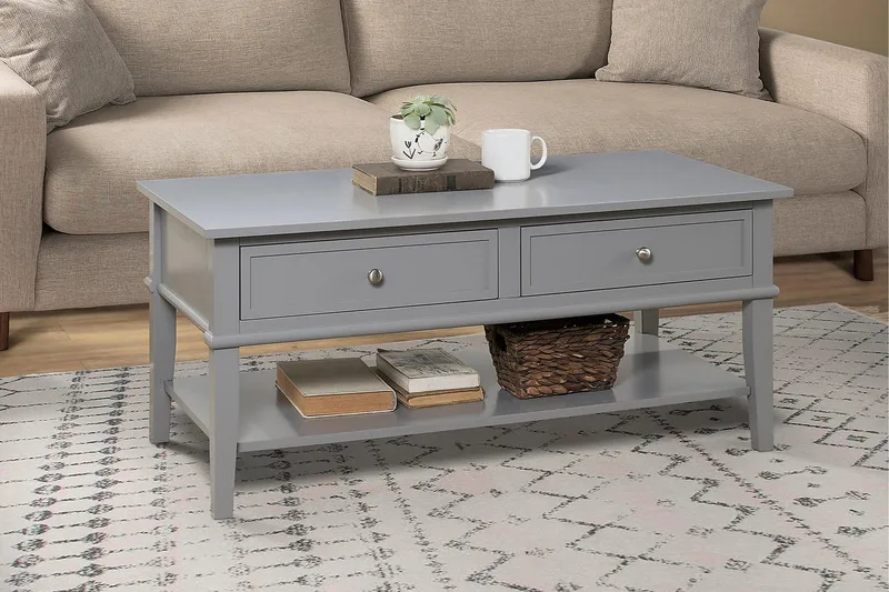 Franklin Sofabord 105 cm med Oppbevaringshylle + 2 Skuffer G - Dorel Home - Møbler - Bord - Sofabord - Sofabord med oppbevaring