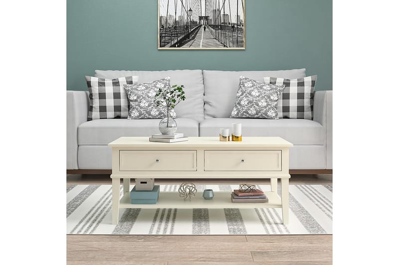 Franklin Sofabord 105 cm med Oppbevaringshylle + 2 Skuffer H - Dorel Home - Sofabord
